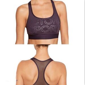 Victoria’s Secret Sports bra purple mauve mesh large logo  -S